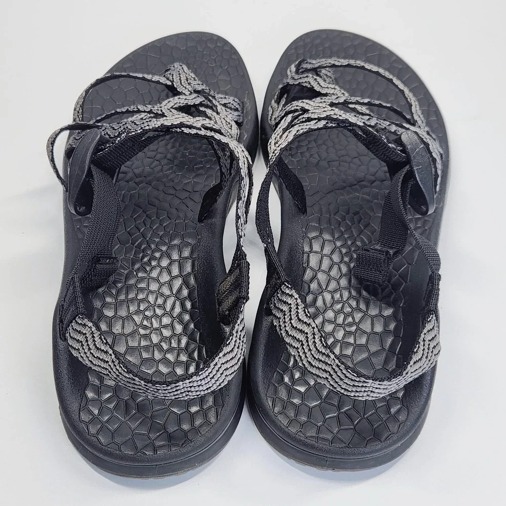Chaco Updraft EcoTread X2 Sandals Womens Size 9 Black Gray Waves Hiking Trail